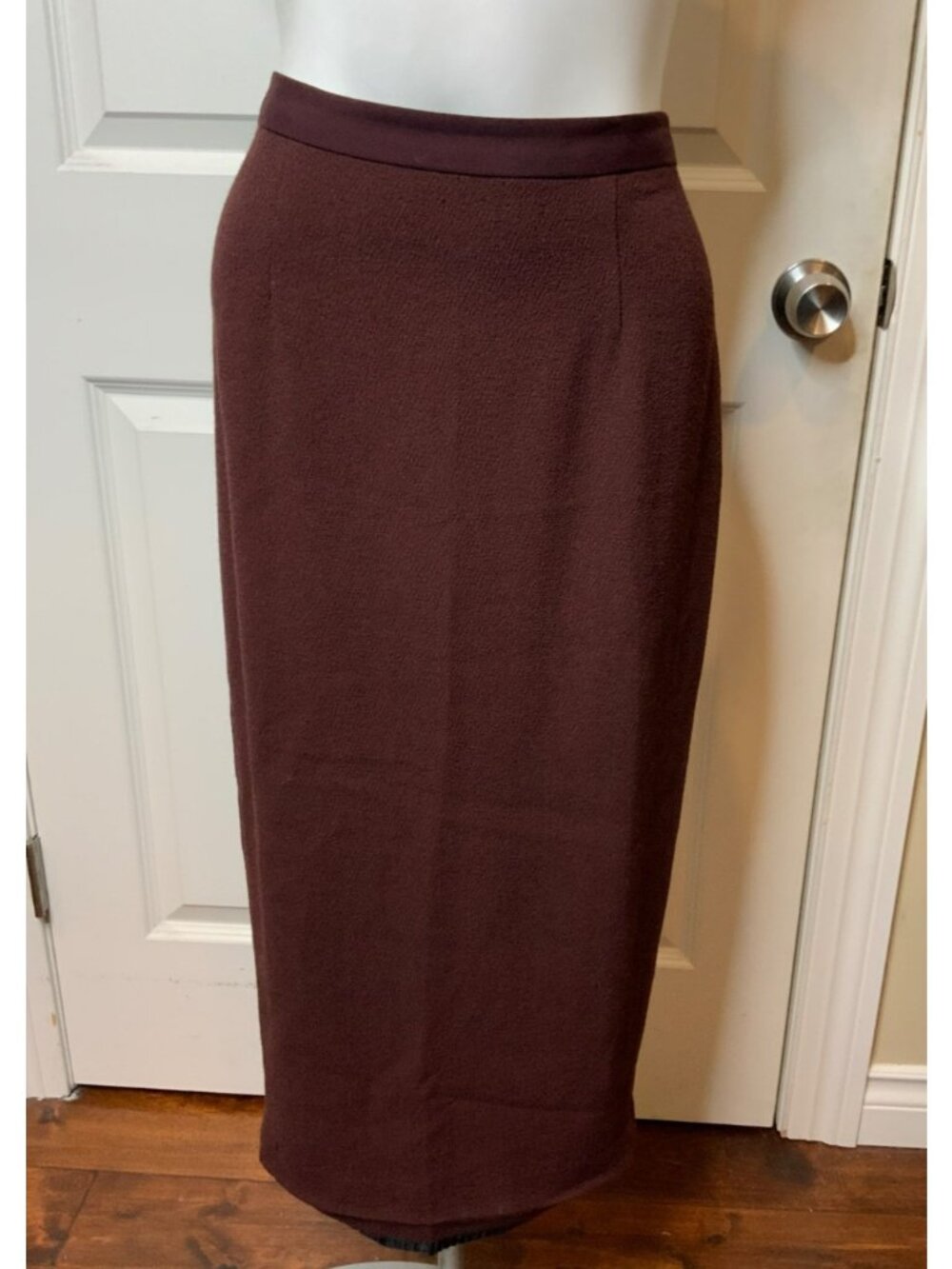 A.L.C. Maroon Crepe Wool Midi Pencil Skirt, Size 6